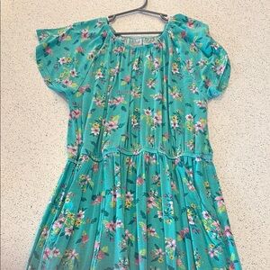 Rumi & Ryder Floral Green Kids Dress Size L 12-14 (has pockets)